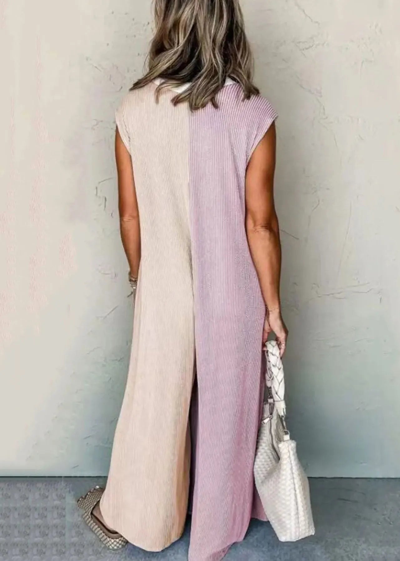 Pink Pockets Patchwork Cotton Jumpsuit Sleeveless