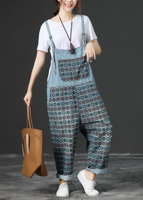 Light Blue Pockets Denim Jumpsuits Spring