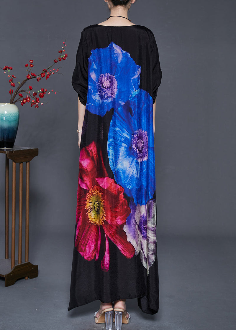 Blue Silk Holiday Dress Oversized Spring