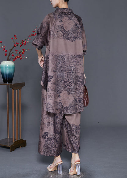 Art Chocolate Print Low High Design Two Piece Set Clothing Fall