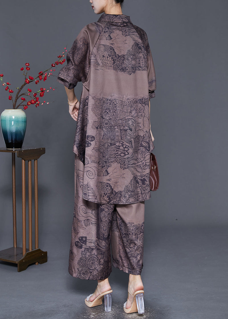 Art Chocolate Print Low High Design Two Piece Set Clothing Fall