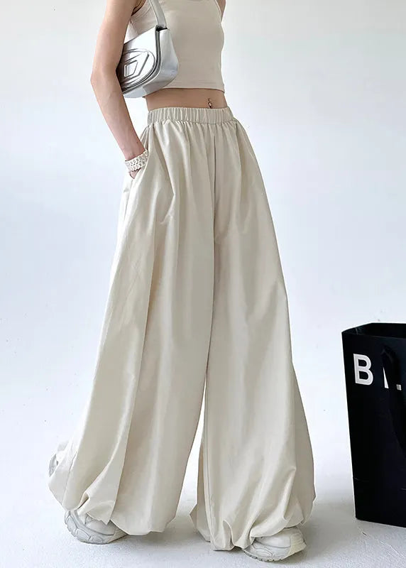 Grey Pockets Elastic Waist Lantern Pants Fall