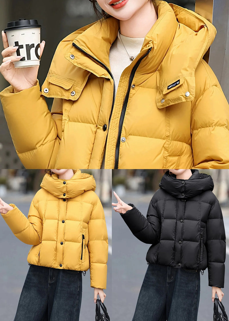 Yellow Hooded Fine Cotton Filled Puffer Jacket Winter