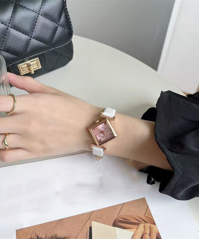 Pink Leather Diamond Shaped Watch