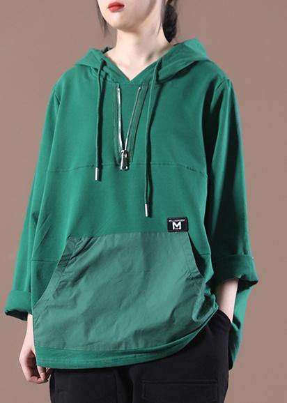 Green Loose Sweatshirts Top