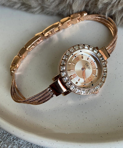 Blue Stainless Steel Zircon Quartz Movement Chain Waterproof Watches