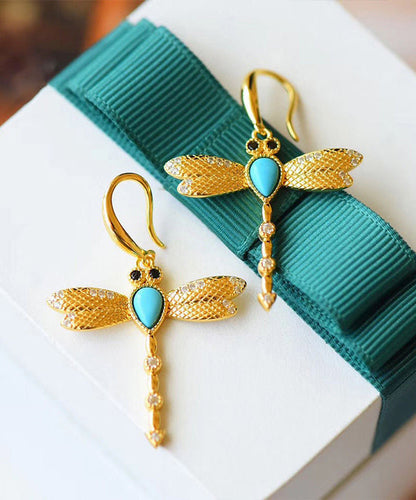 Gold Plated Turquoise Hoop Earrings
