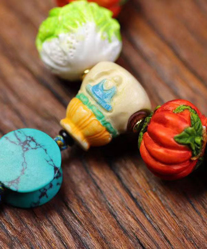 Colorblock Hand Knitting Fruit and Vegetable Tassel Bracelet