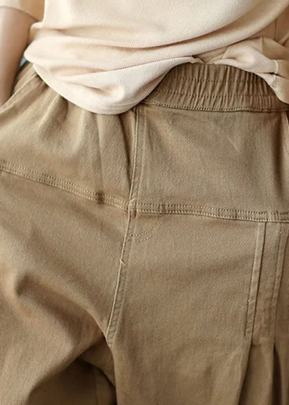 Organic Khaki Loose Pockets Harem Fall Pants