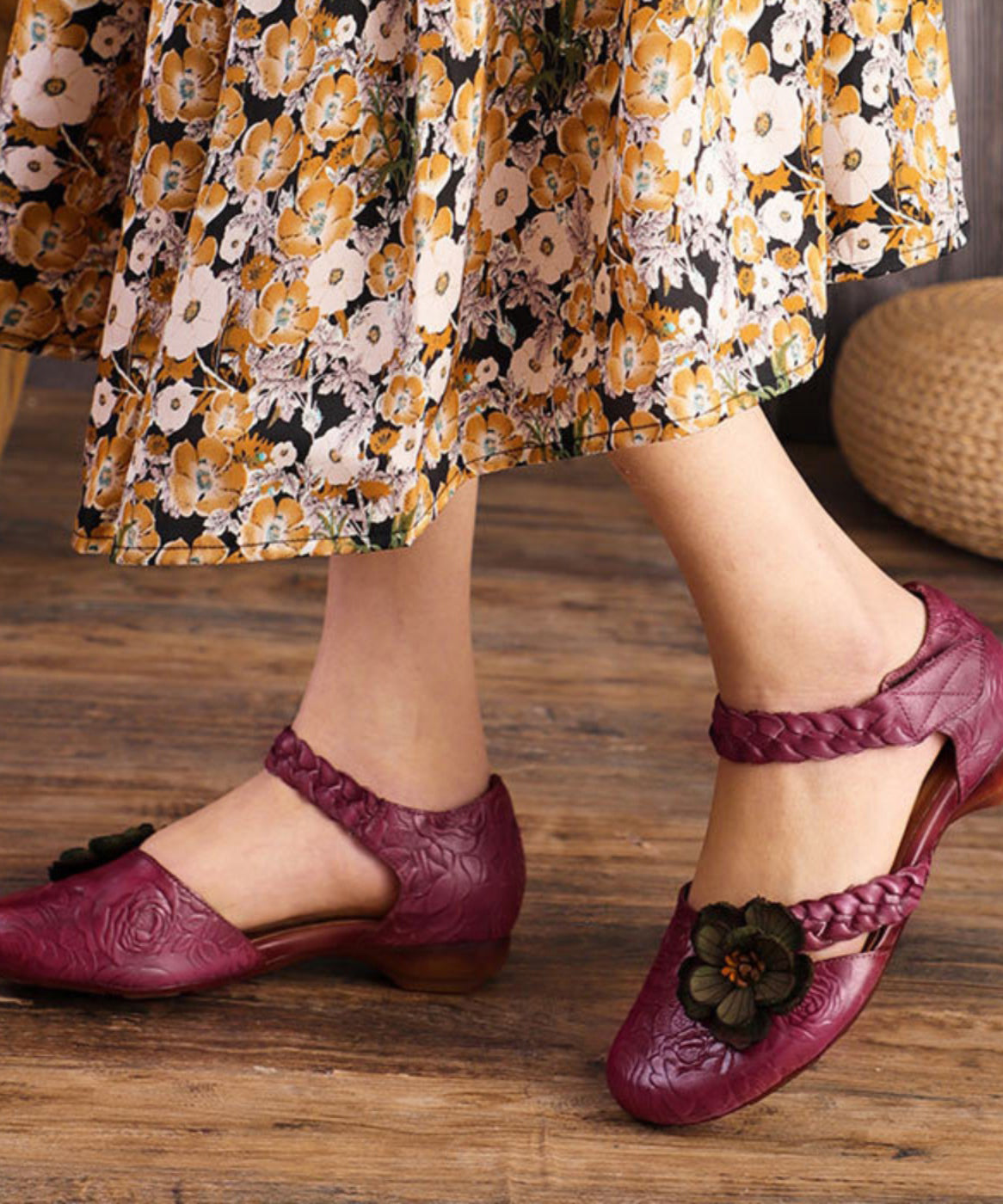 Grey Buckle Strap Embossed Sandals