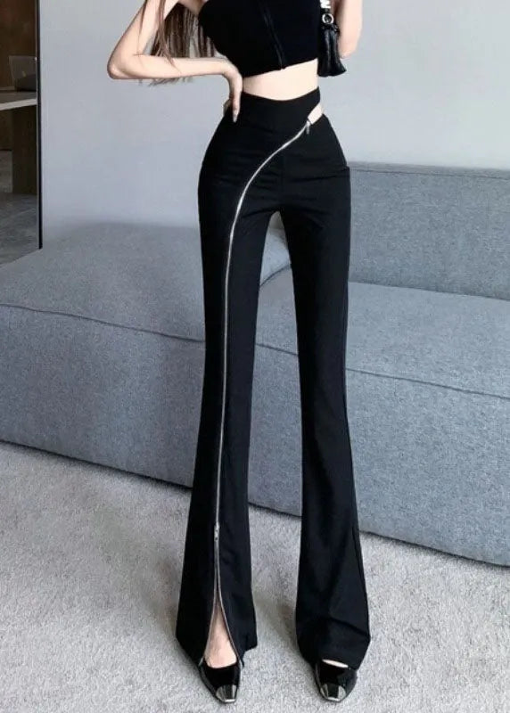 Black Pockets High Waist Flare Pants