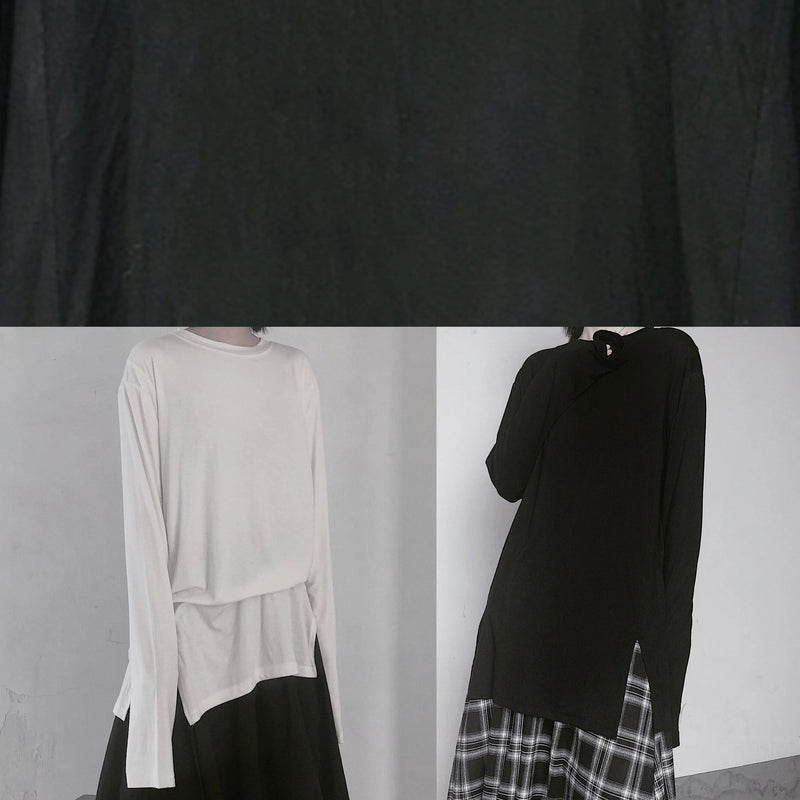Organic O Neck Side Open Clothes for Design Black Tops