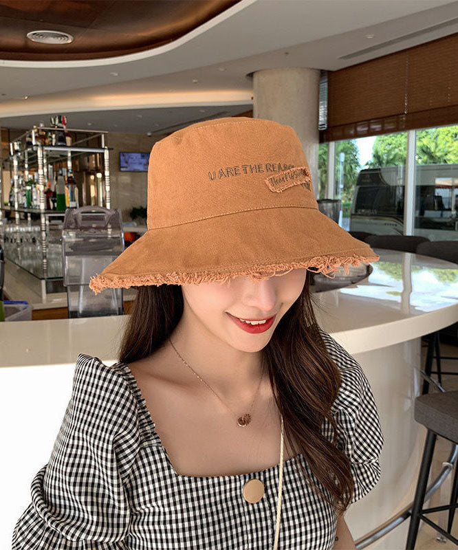 Stylish Black Letter Embroideried Denim Fabric Bucket Hat