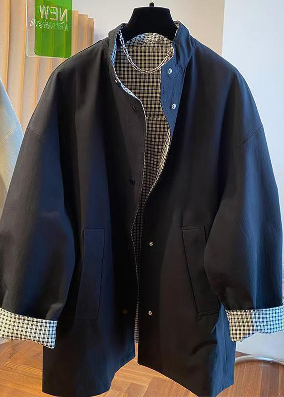 Purple Stand Collar Wear on Both Sides Cotton Jacket Fall