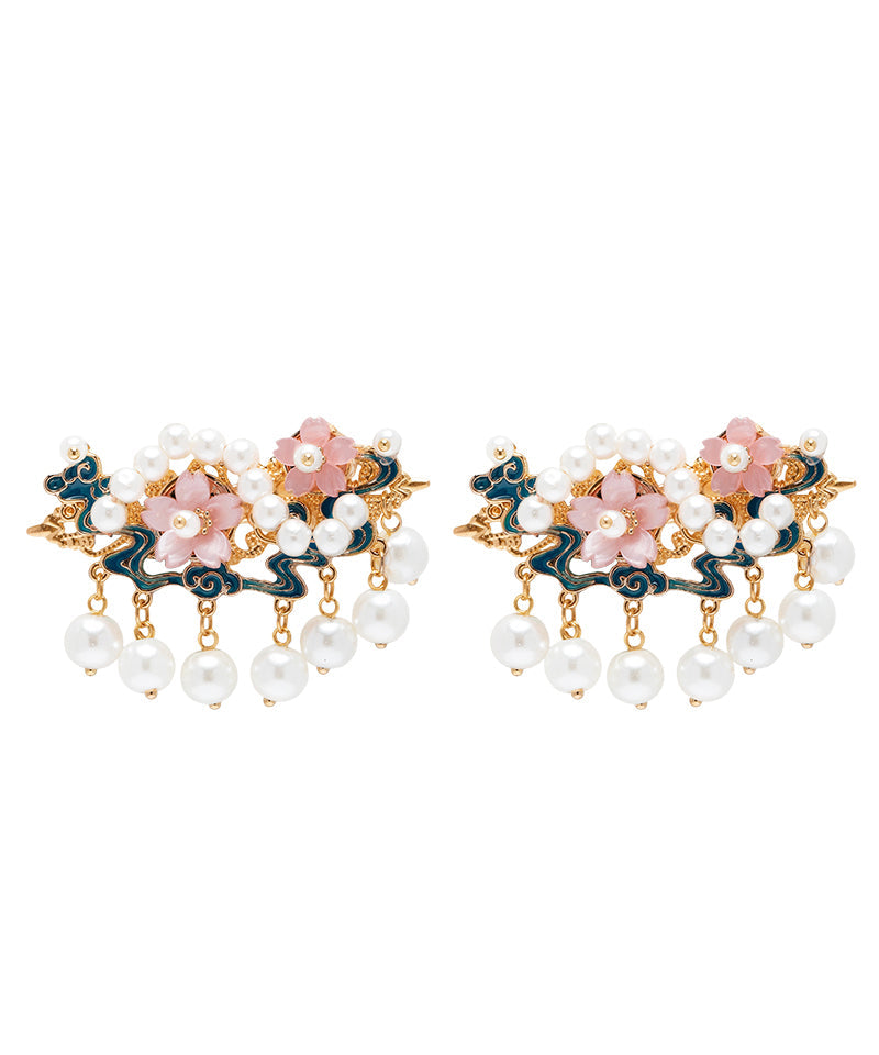 Chinese Style Rainbow Alloy Pearl Turquoise Tassel Hairpin