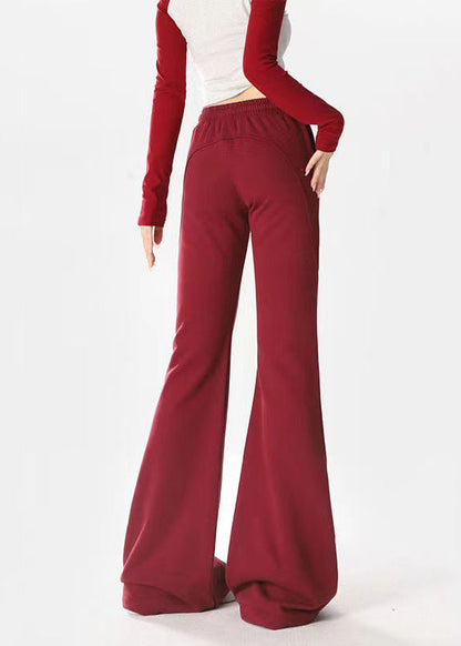 Mulberry Pockets Drawstring Cotton Flared Trousers Spring