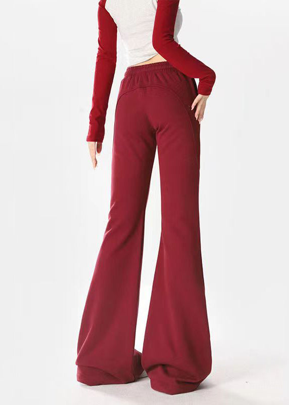 Mulberry Pockets Drawstring Cotton Flared Trousers Spring