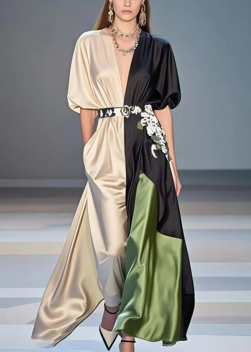 Polychrome Tunic Patchwork Silk Vestidos Dresses Summer