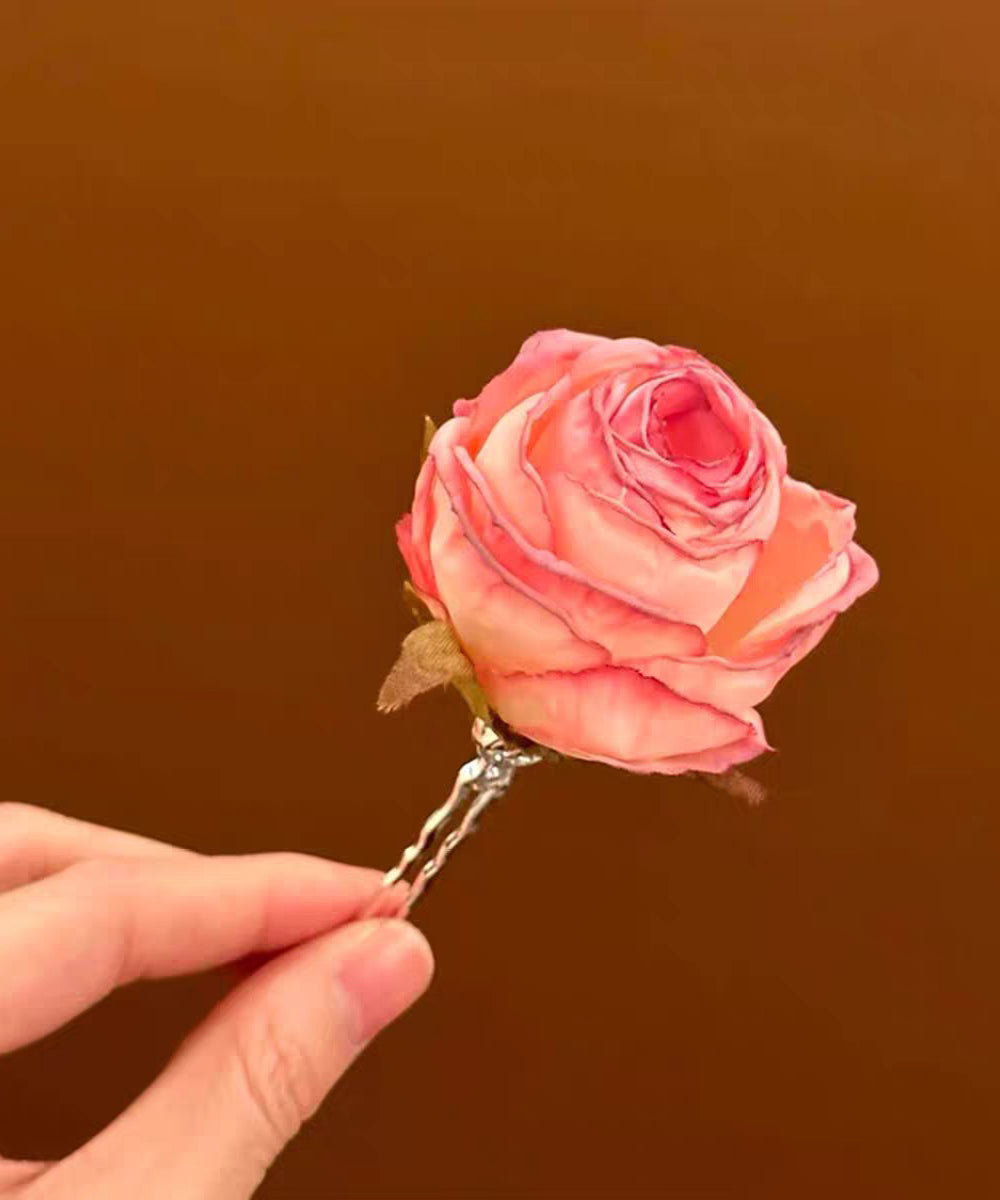 Pink Alloy Rose a Pair Hairpin