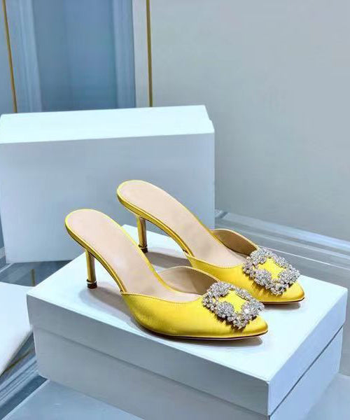 Versatile Red Zircon Stiletto Slide Sandals