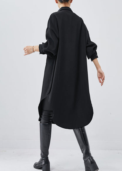 Black Oversized Cotton Holiday Dress Spring