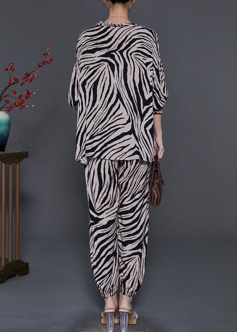 Oversized Zebra Pattern Cotton Two Pieces Set Spring