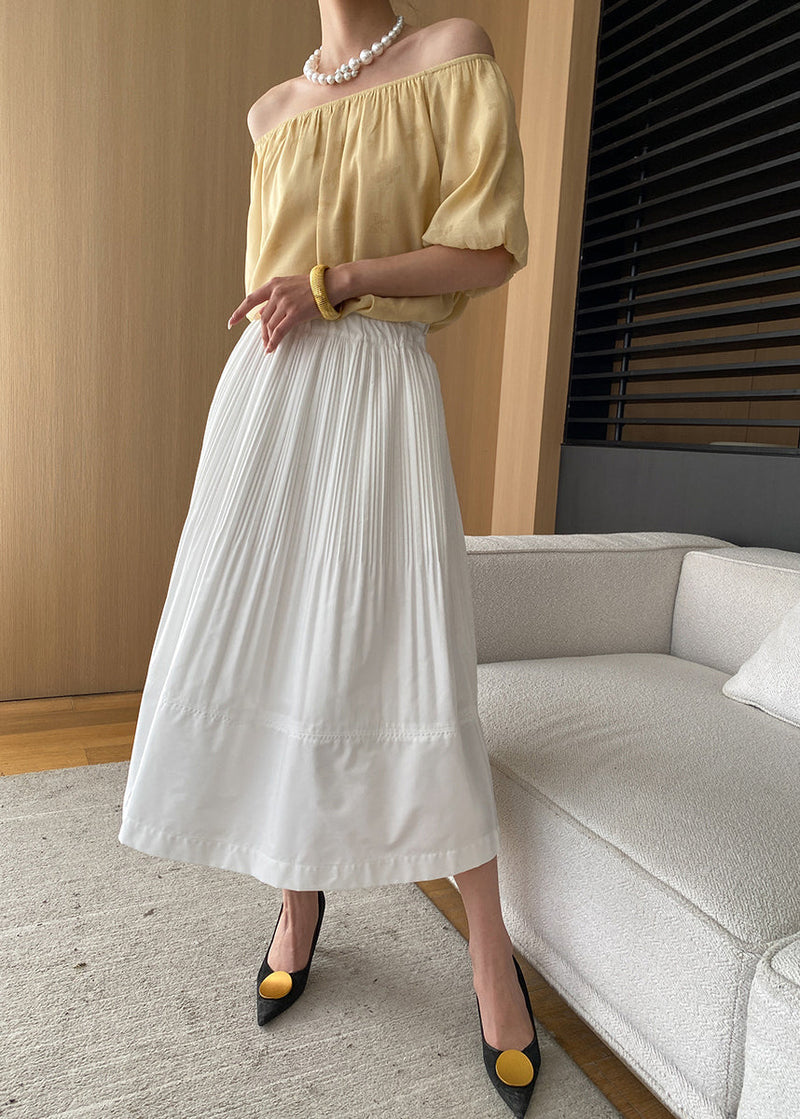 Yellow Ruffled High Waist Cotton Skirts Summer