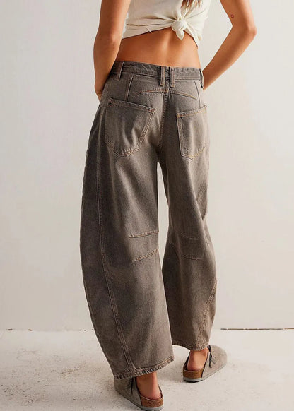 Coffee Original Design Denim Summer Crop Pants High Waist