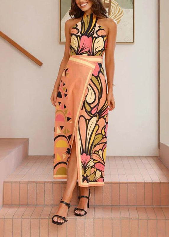 Cold Shoulder Top and Maxi Skirts Two Piece Set Sleeveless