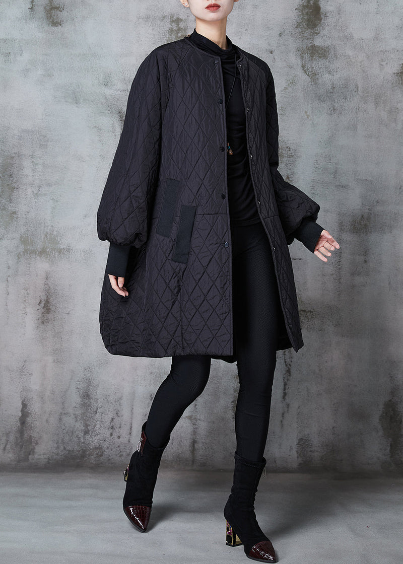 Boutique Black Oversized Patchwork Fine Cotton Filled Jacket in Winter