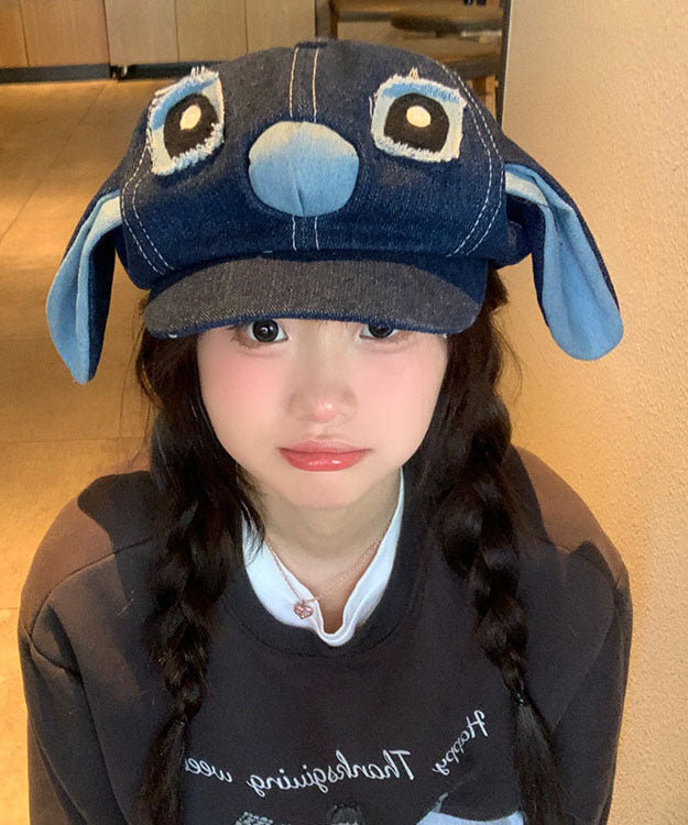 Cartoon Blue Big Ear Denim Breton Hat