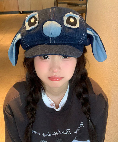Cartoon Blue Big Ear Denim Breton Hat