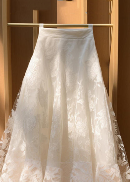 Beige High Waist Lace Skirts Summer