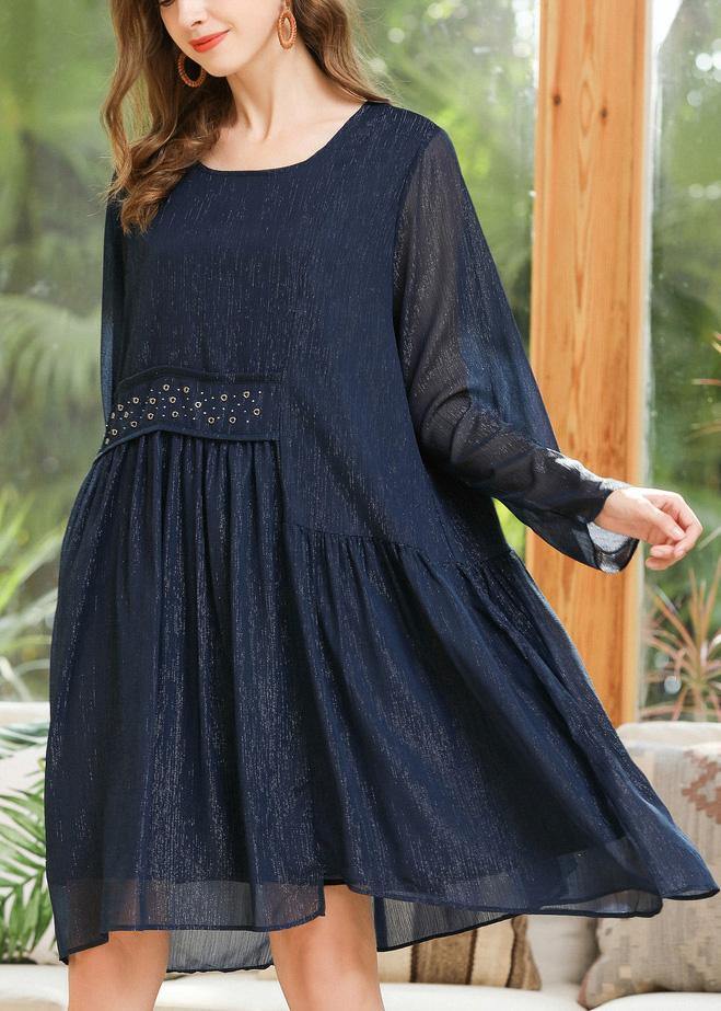 Diy Navy Asymmetrical Design Chiffon Summer Holiday Dress