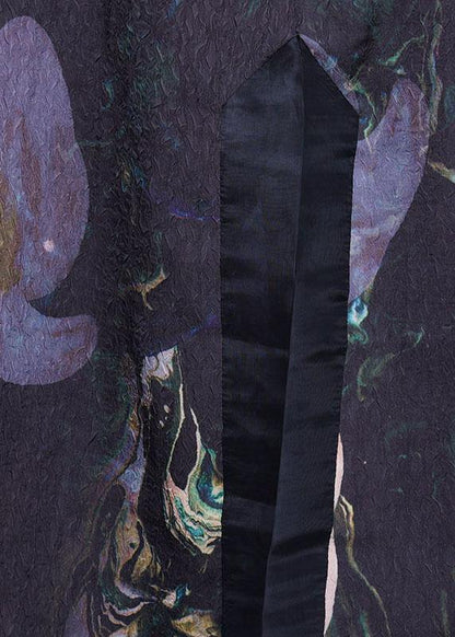 Diy Black Print Silk Side Open Wide Leg Two Pieces Set