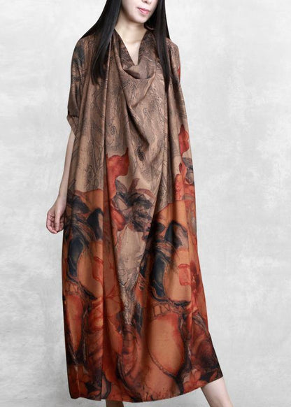 Italian Chocolate Print Clothes Asymmetric a Line Dress