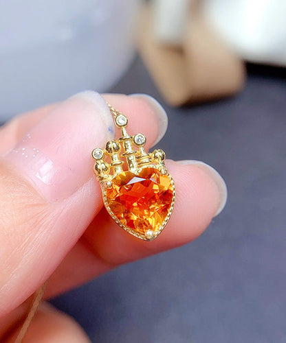 Diy Yellow Sterling Silver Overgild Crystal Pendant Necklace