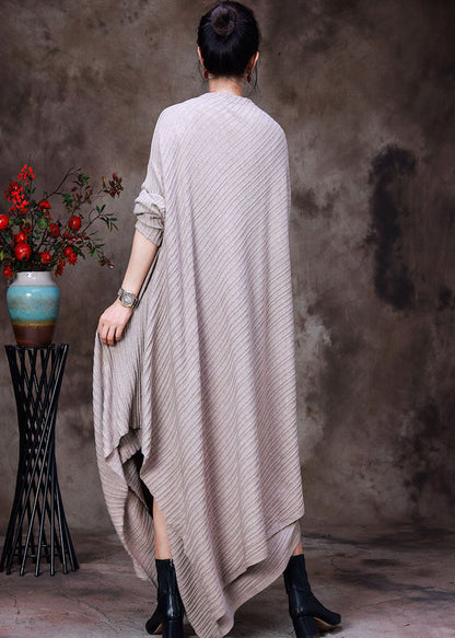 Apricot Asymmetrical Design Knit Wool Cardigan Long Sleeve