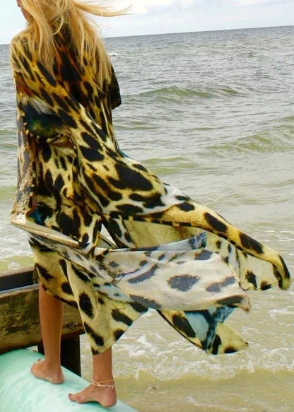 Organic Tiger Print Side Open Ankle Dress Coat