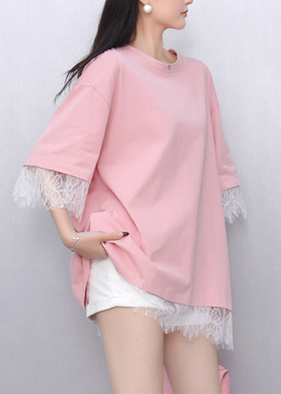 Pink Lace Patchwork Top Summer