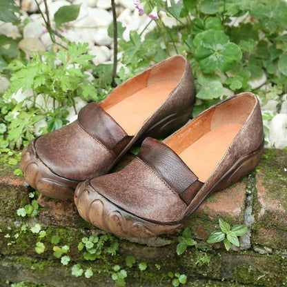 Chocolate Genuine Leather Flats Flat Feet Shoes