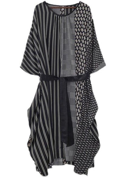 New Lace Up Qianniao Print Short Sleeve Dress for