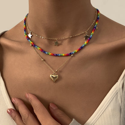 Multilayer Geometric Beaded Geometric Necklace Hand Braided Necklace