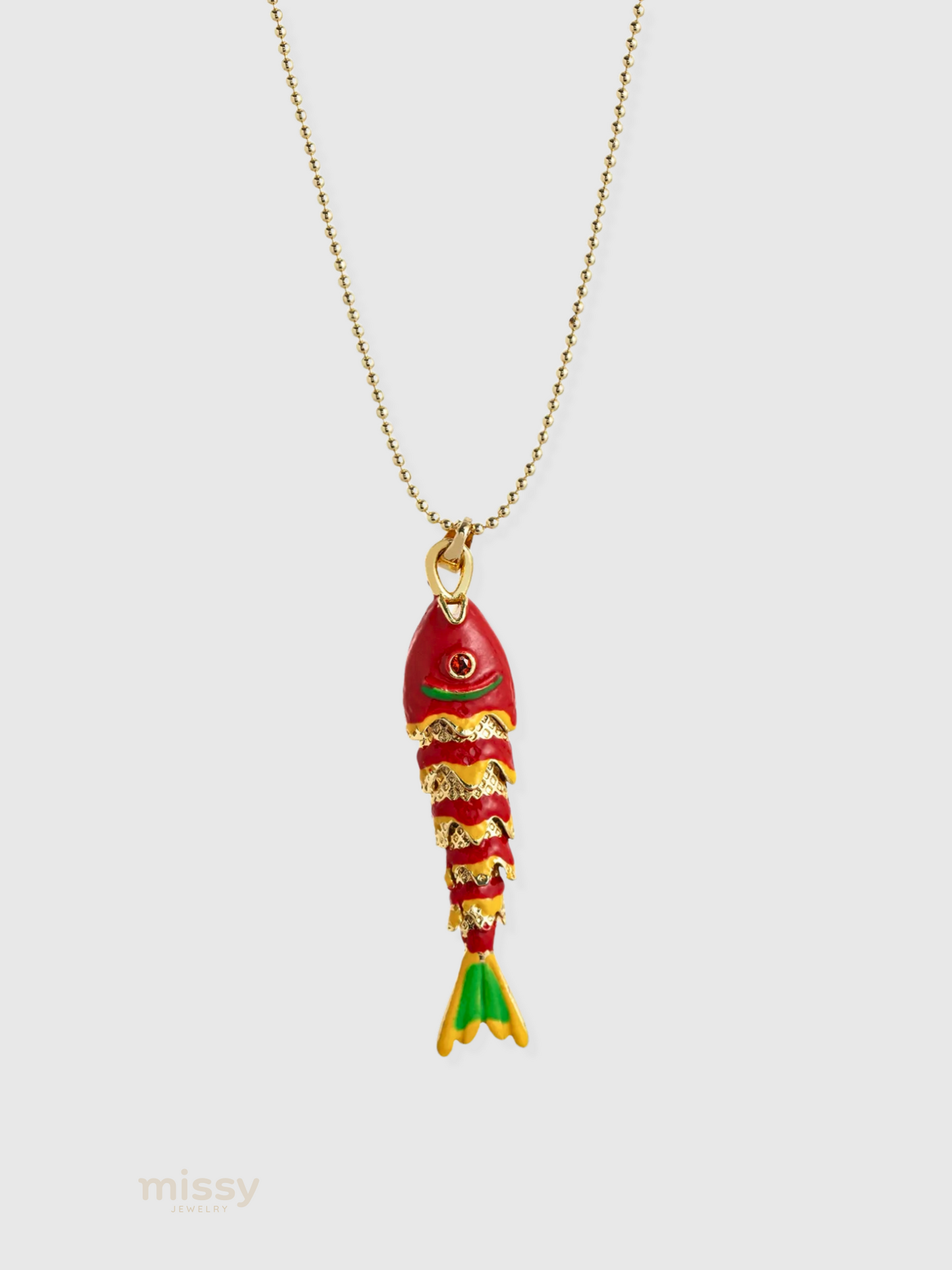 Daria Colorful Enamel Fish Pendant Necklace