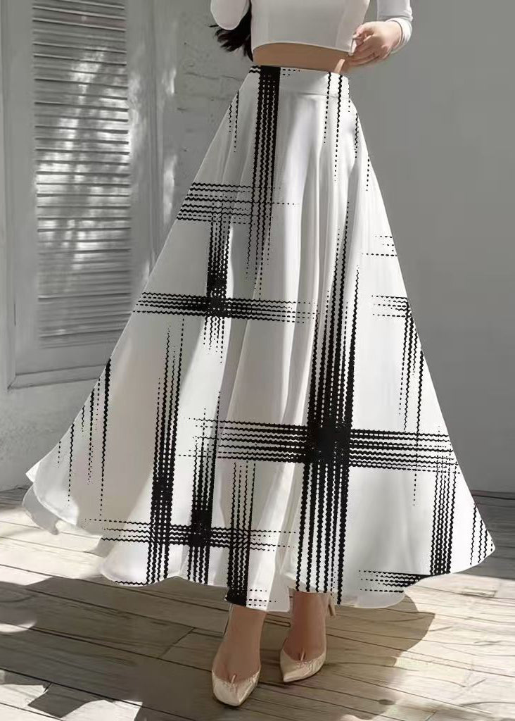 White High Waist Print Chiffon Skirts Summer