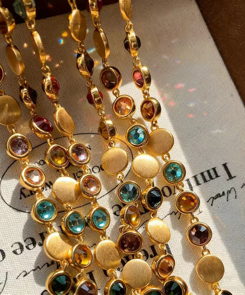 Golden Multicolored Gem Stone Necklace