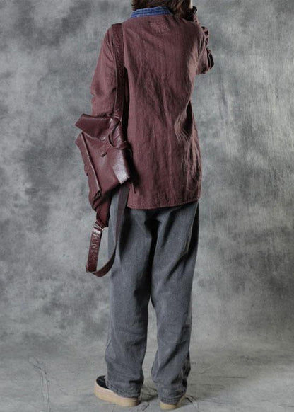 Mulberry O-neck Button Fall Top Long Sleeve