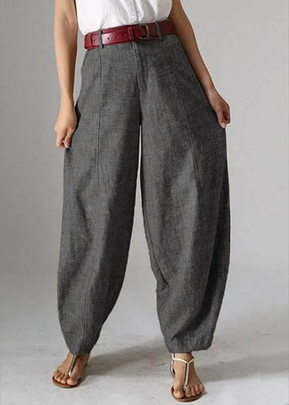 High Waist Button Color Harem Pants With Pocket