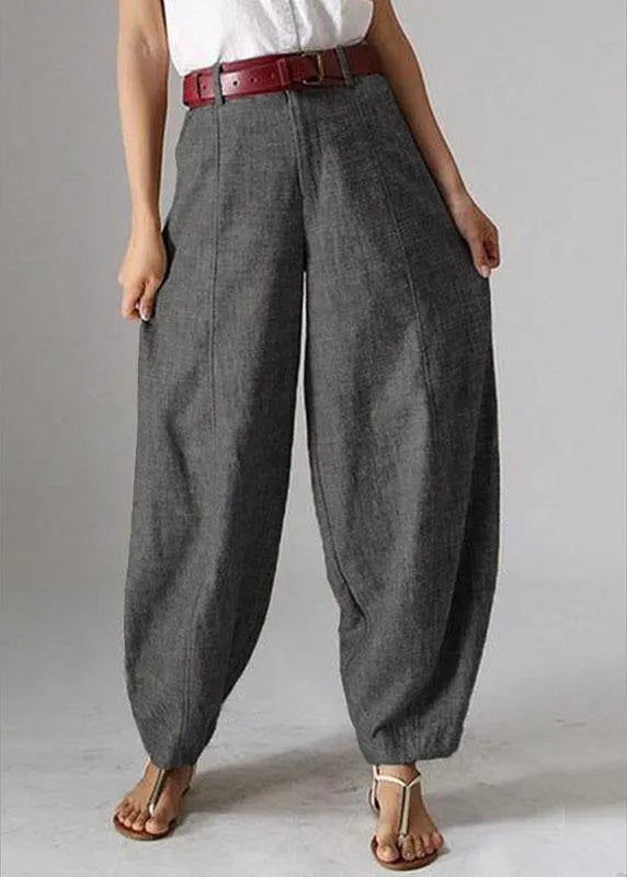 High Waist Button Color Harem Pants With Pocket