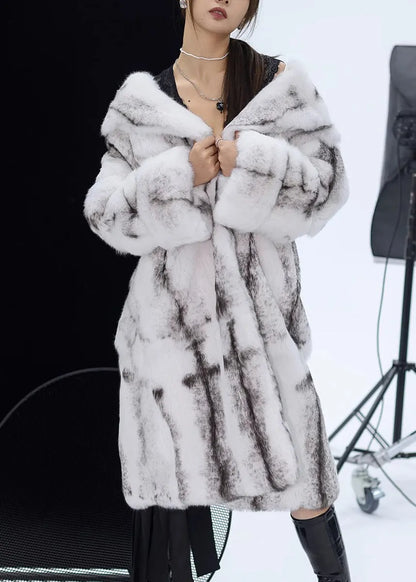 Light Yellow Peter Pan Collar Rabbit Fuzzy Fur Coat Winter